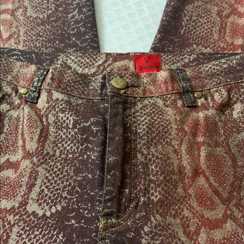 Snakeskin print jeans cropped brown - Picture 6 of 9